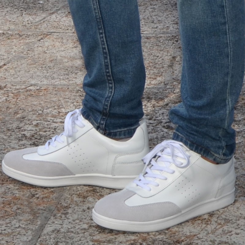 Sneaker mit Absatz Mann - Weiss - Leder - +6cm - Defensola - Mario Bertulli
