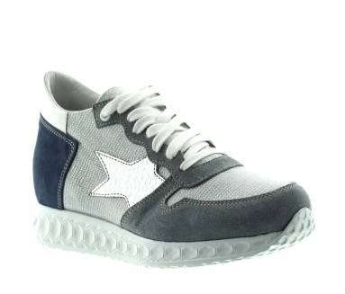 Sneaker Perla - Blau/Silber +7cm