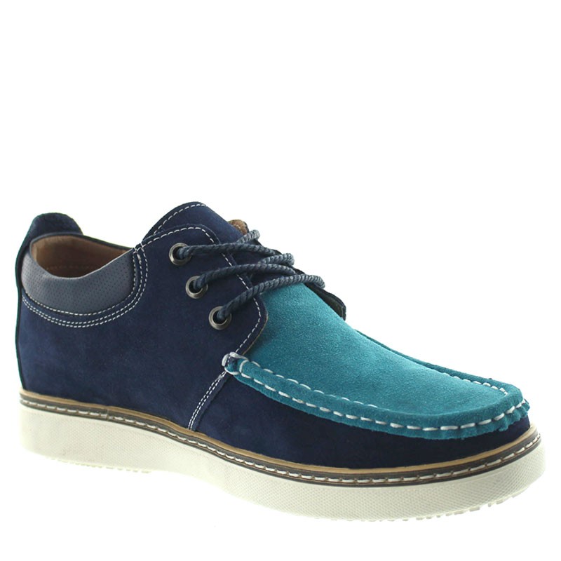 Schnürschuh Pistoia Marineblau/Türkis +5.5cm