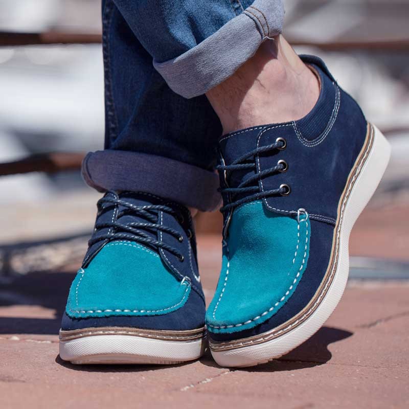 Schnürschuh Pistoia Marineblau/Türkis +5.5cm