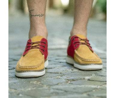 Schnürschuh Pistoia Cognac/rot +5.5cm