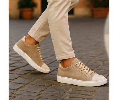 Sneaker mit Erhöhung Milano Taupe +6 cm