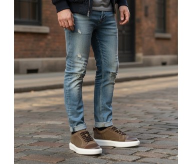 Sneaker mit Erhöhung Milano Braun +6 cm