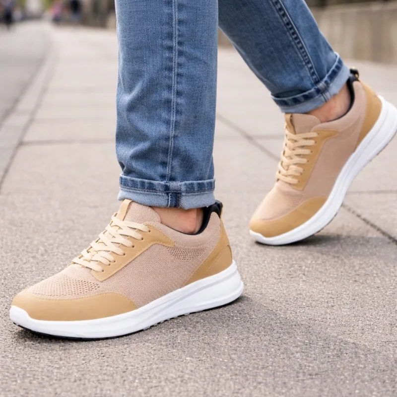 Napoli Elevator Sneaker dunkelsand +6 cm