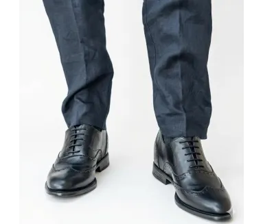 Pavie Erhöhender Schnürschuh Schwarz +6,5 cm