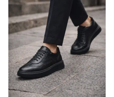 Sneaker mit Erhöhung Roma schwarz +7 cm