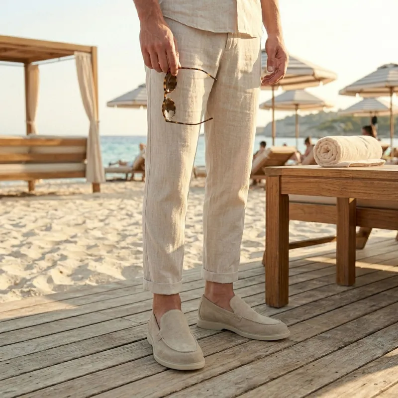 Sandfarbene Positano Loafer +5cm