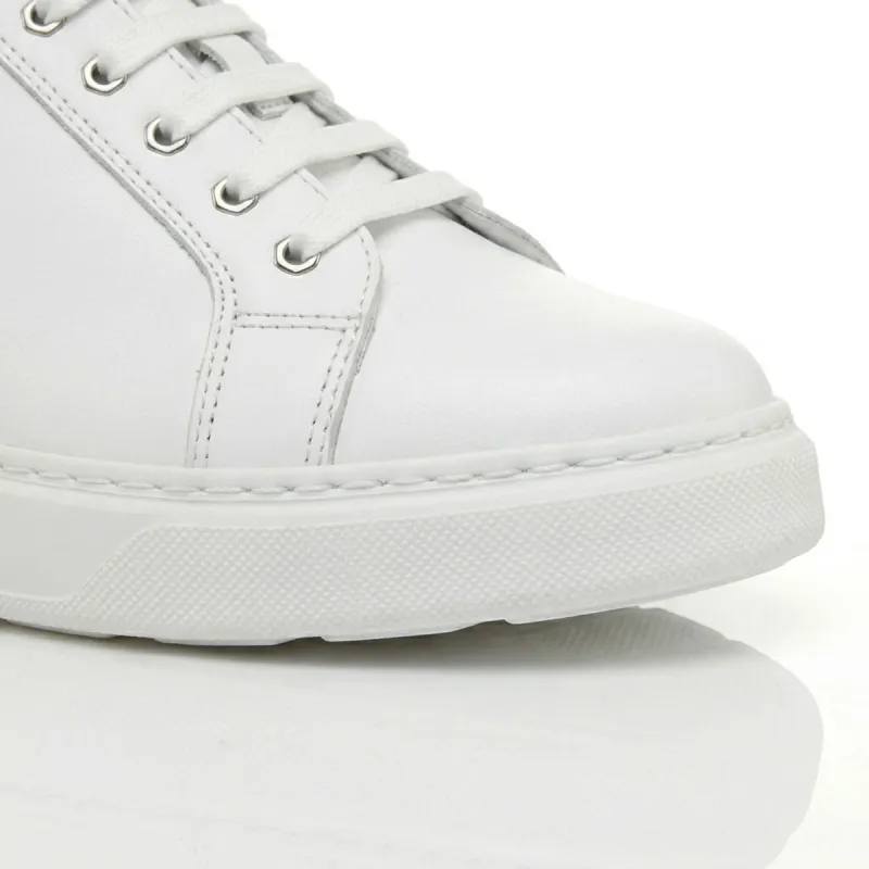 Erhöhende Sneakers Brera Alto aus weißem Leder +9 cm