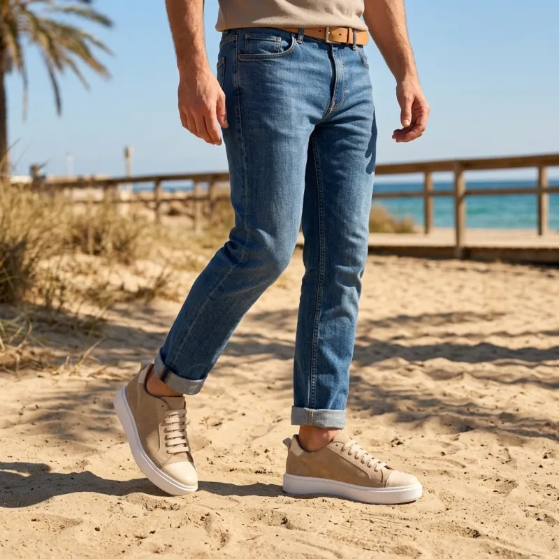 Sneaker mit Erhöhung Milano Taupe +6 cm
