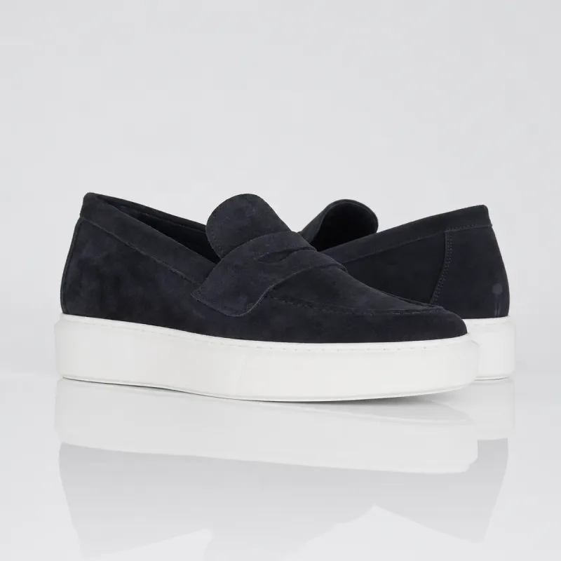 Marineblaue Rimini Slipper +6cm