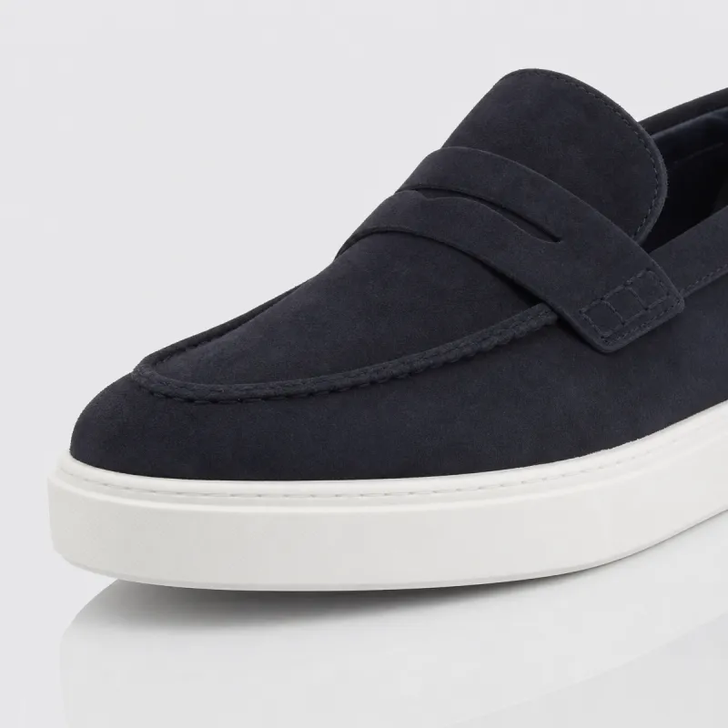 Marineblaue Rimini Slipper +6cm