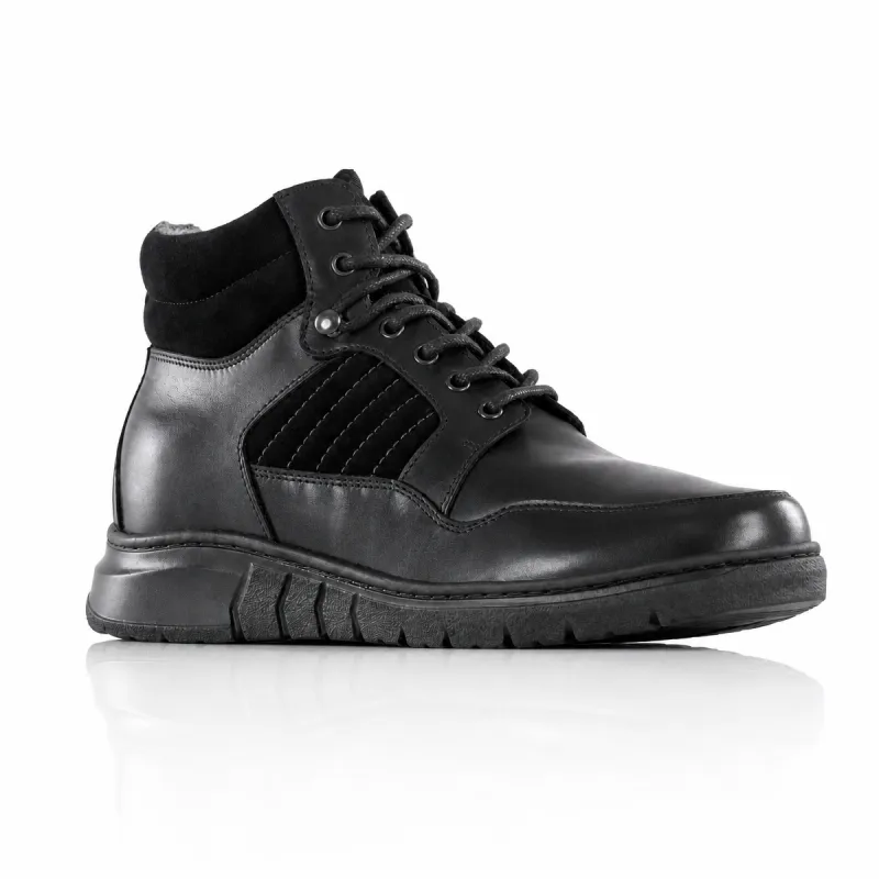 Herren-Wedges-Stiefeletten | Schwarz +6,5 cm | Mario Bertulli