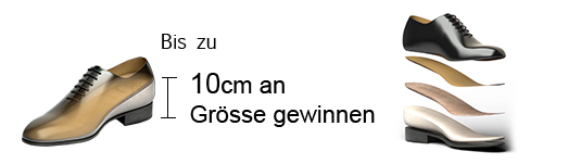 Schuhkollektion mit Schuhen, die Sie größer machen