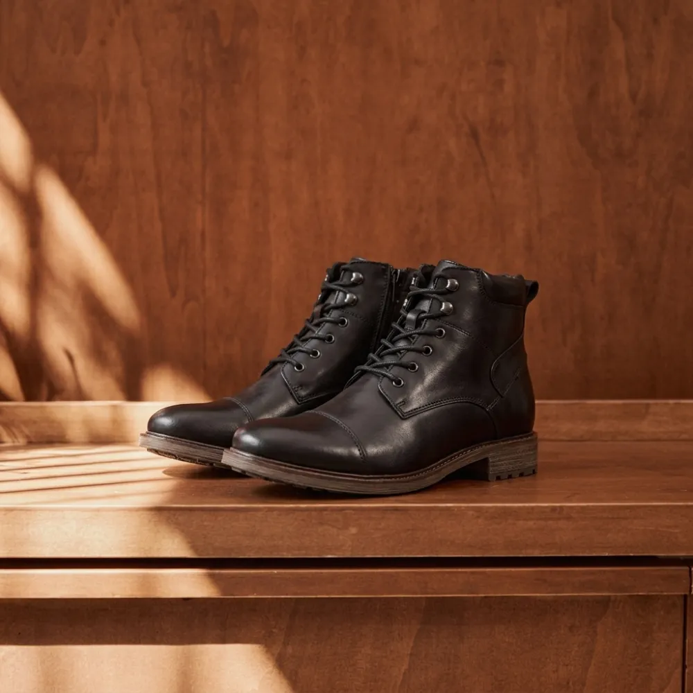 Alba schwarze Absatzstiefeletten +8,5 cm