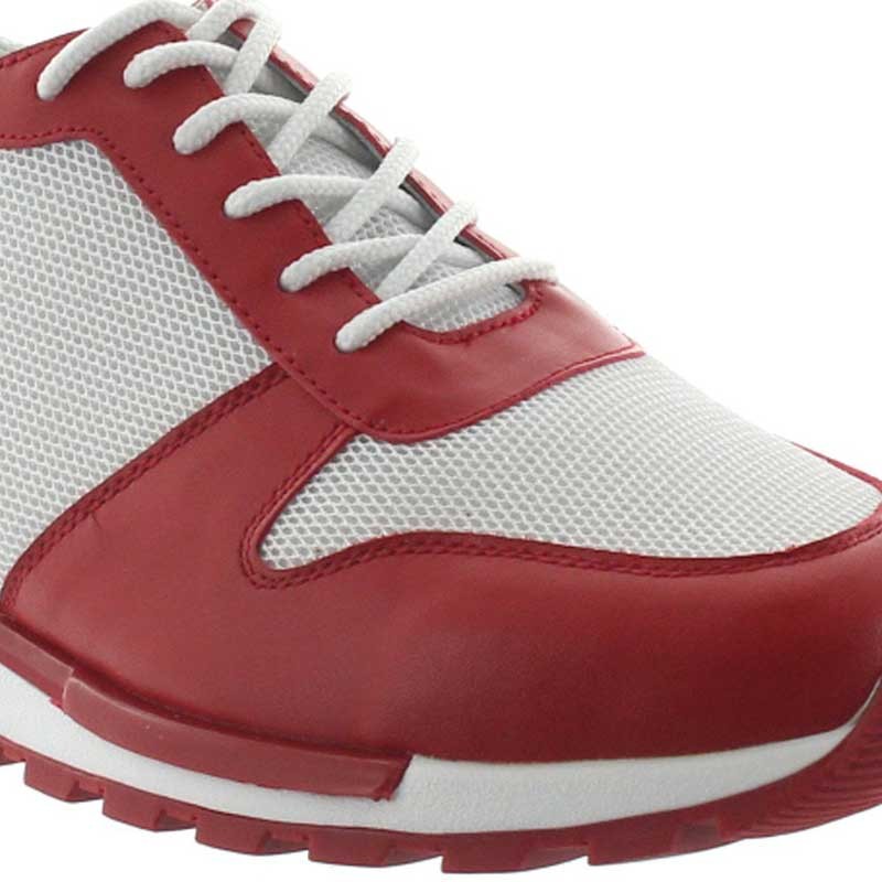 red mesh trainers