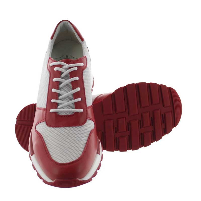 Height Increasing Sneakers Men - Red - Leather/mesh - +2.8'' / +7 CM - Sirmione - Mario Bertulli