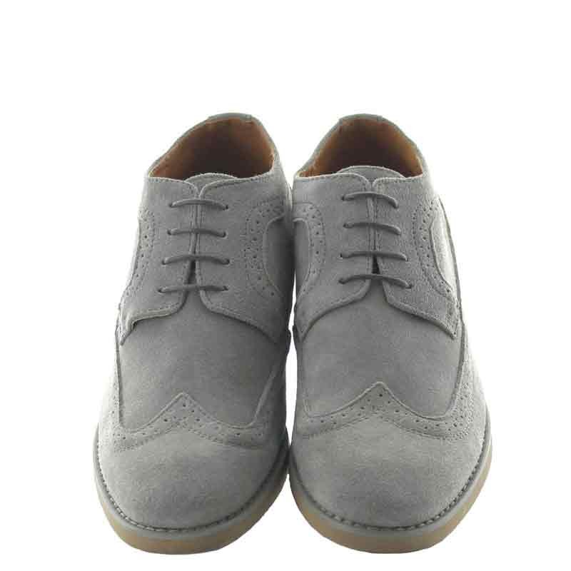 Height Increasing Derby Shoes Men - Grey - Nubuk - +2.8'' / +7 CM - Deliceto - Mario Bertulli