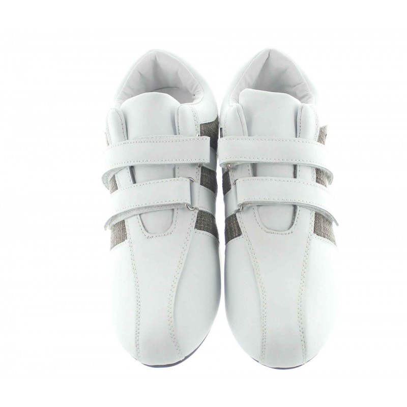 Height Increasing Sports Shoes Lady - White - Leather / Fabric - +2.8'' / +7 CM - Gina - Mario Bertulli
