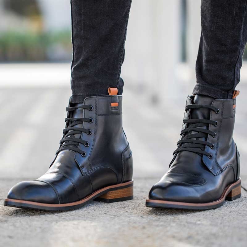 Height Increasing Boots Men - Black - Leather - +3.2'' / +8 CM - Rovereto - Mario Bertulli