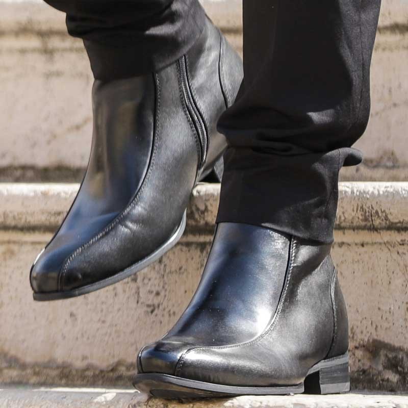 Height Increasing Boots Men - Black - Leather - +2.8'' / +7 CM - Vallebona - Mario Bertulli