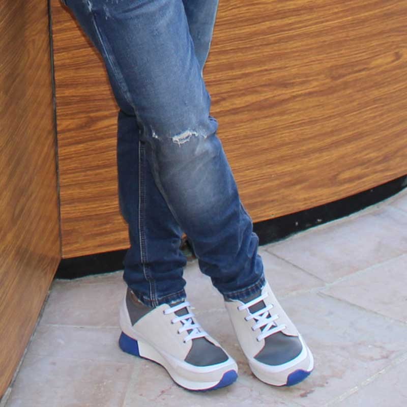 Height Increasing Sneakers Men - Beige - Textil/nubuck/leather - +2.8'' / +7 CM - Ivrea - Mario Bertulli