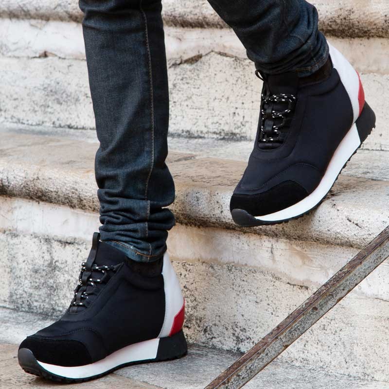 Height Increasing Sports Shoes Men - Black - Textil/nubuck/leather - +2.8'' / +7 CM - Desio - Mario Bertulli