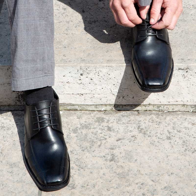 Height Increasing Derby Shoes Men - Black - Leather - +2.8'' / +7 CM - Maniago - Mario Bertulli