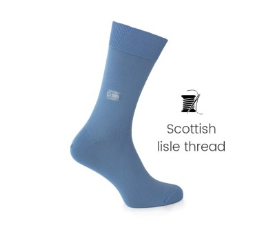 Light blue Scottish lisle thread socks - Scottish Lisle Cotton Socks from Mario Bertulli - specialist in height increasing shoes