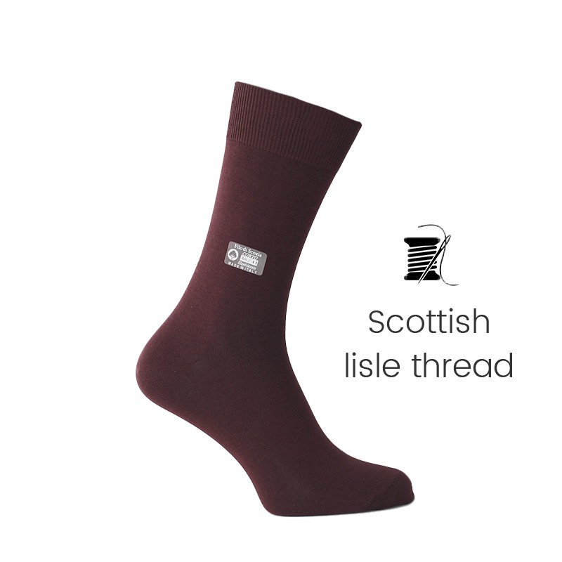 Bordeaux Scottish lisle thread socks - Scottish Lisle Cotton Socks from Mario Bertulli - specialist in height increasing shoes