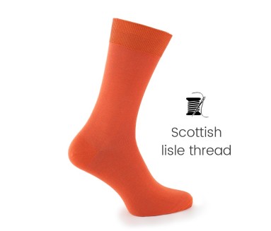 Orange Scottish lisle thread socks - Scottish Lisle Cotton Socks from Mario Bertulli - specialist in height increasing shoes