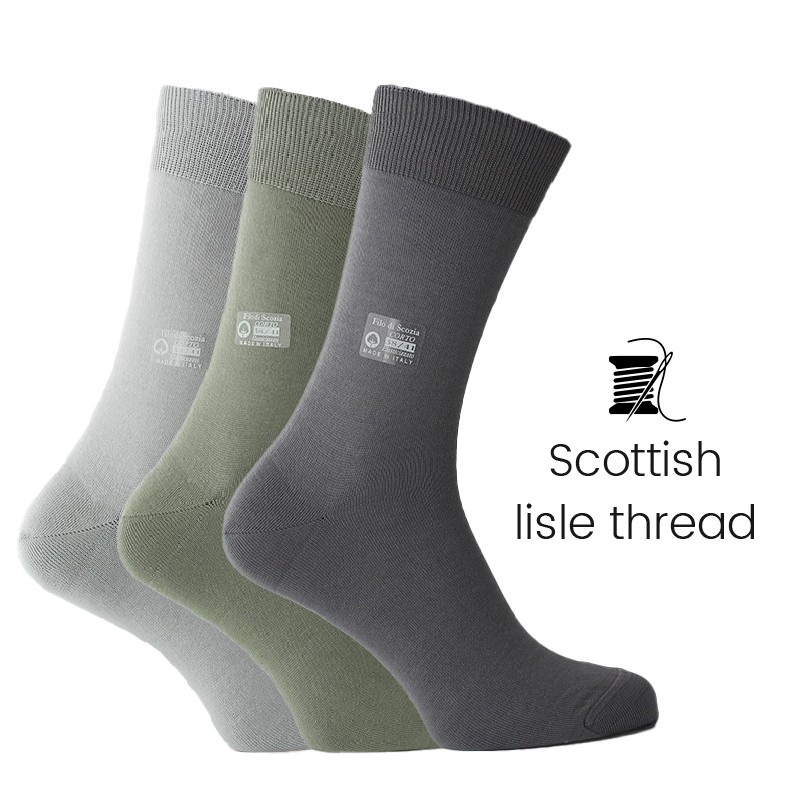 3 pairs socks box - grey/green/light grey - Luxury Packs of Socks from Mario Bertulli - specialist in height increasing shoes