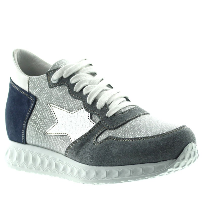 Perla height increasing sneaker blue/silver +2.8"