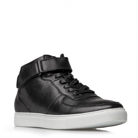 Nola Elevator Sneakers Black Leather +2"