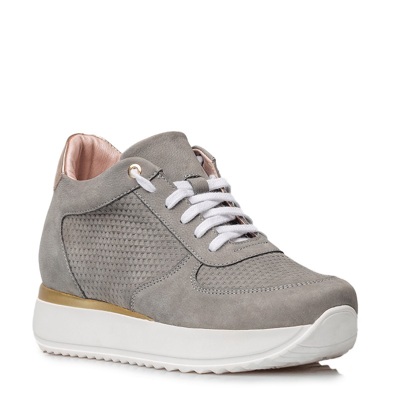 Lleno Conflicto Pulido Height Increasing Sneakers | grey +2.8"| Mario Bertulli