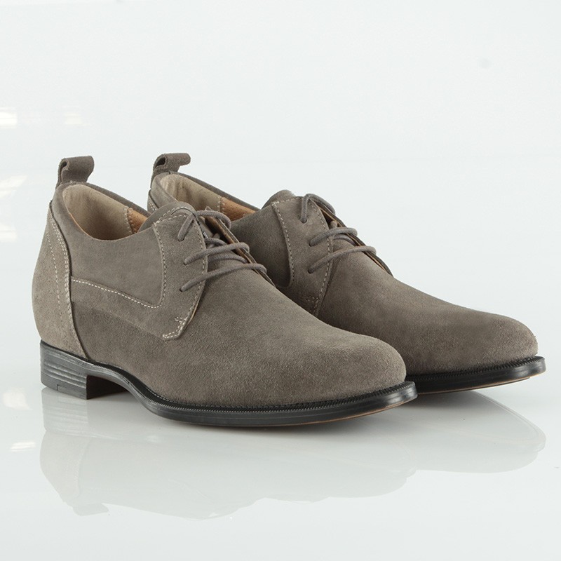 Trieste grey nubuck leather height increasing shoes +2.6''
