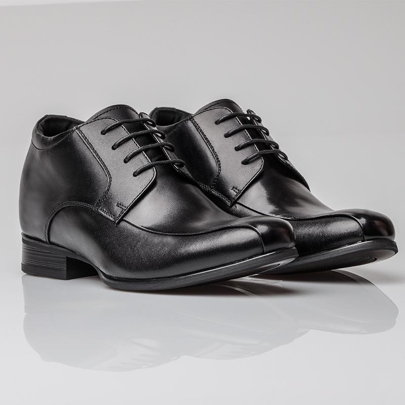 Cesio men's black shoes with lifts +2.8''