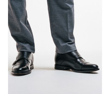 Atessa men's black shoes with lifts +2.8''