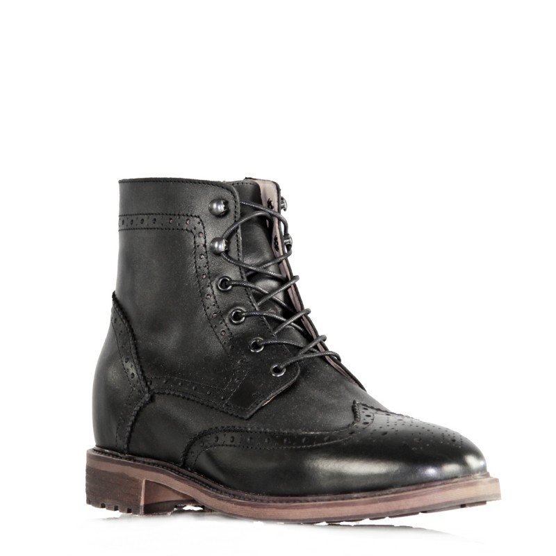 Vercelli Black Height-Increasing Boots +6 cm