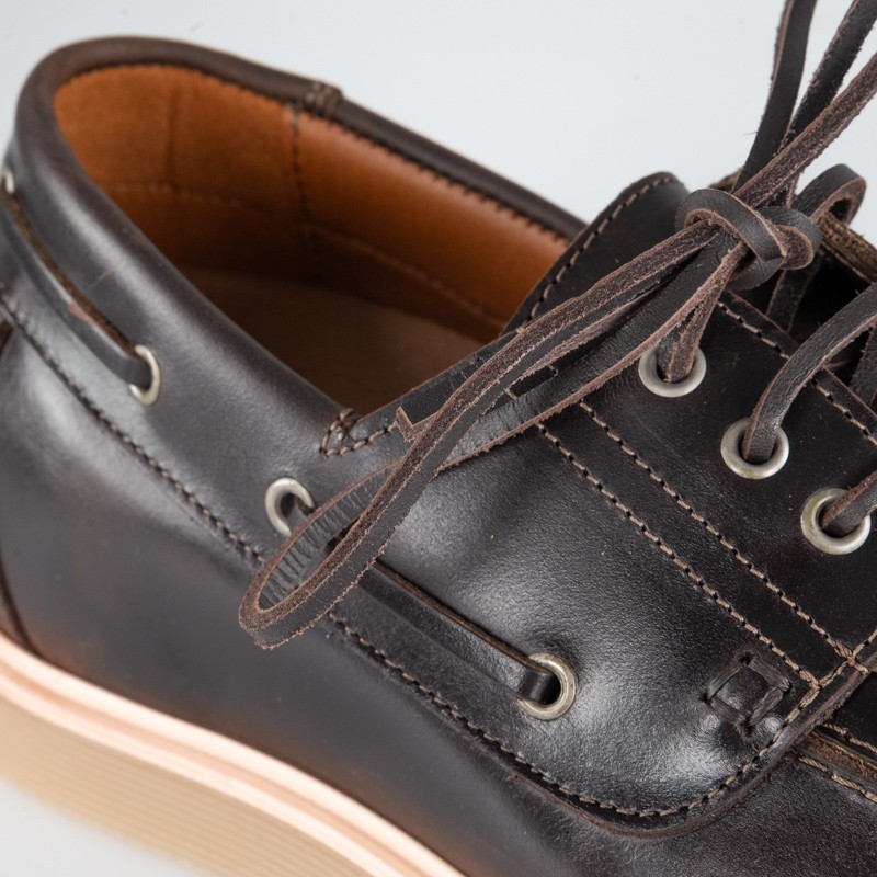 Manarola brown height-increasing boat shoes +5 cm