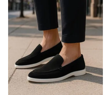 Positano Black Height-Increasing Loafers +5cm