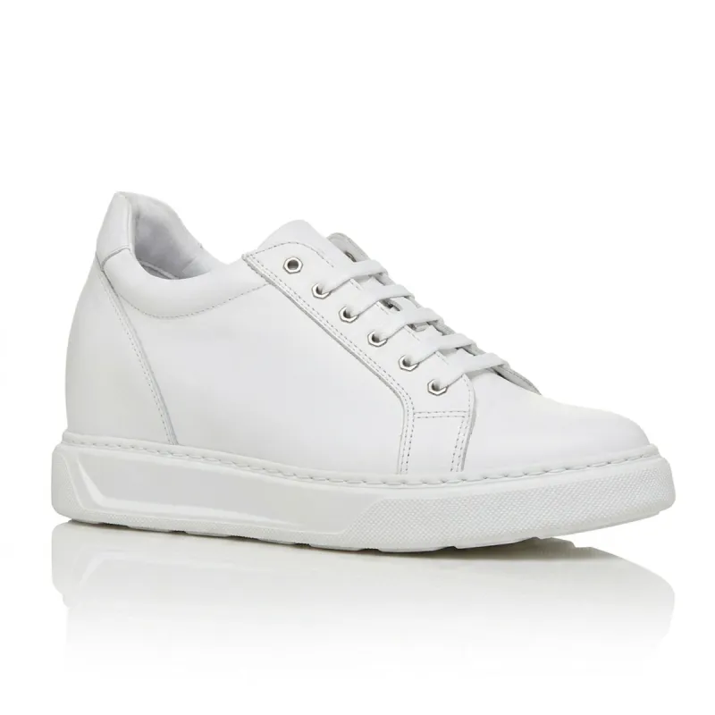 Brera Alto white leather height-increasing sneakers +9 cm