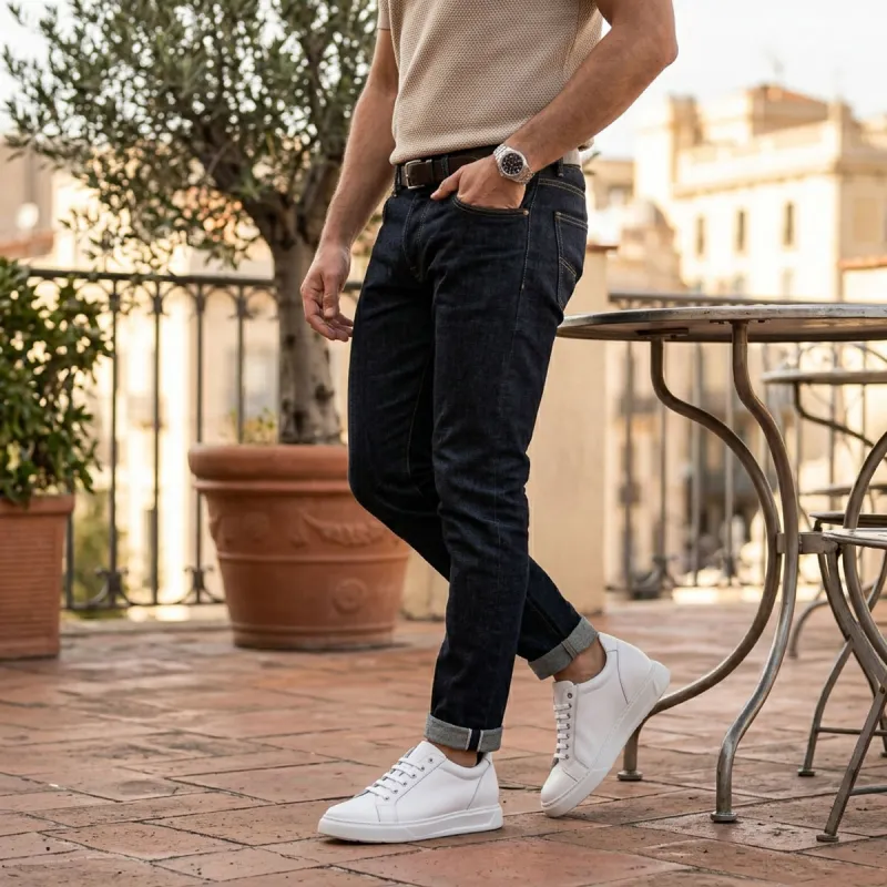 Brera Alto white leather height-increasing sneakers +9 cm
