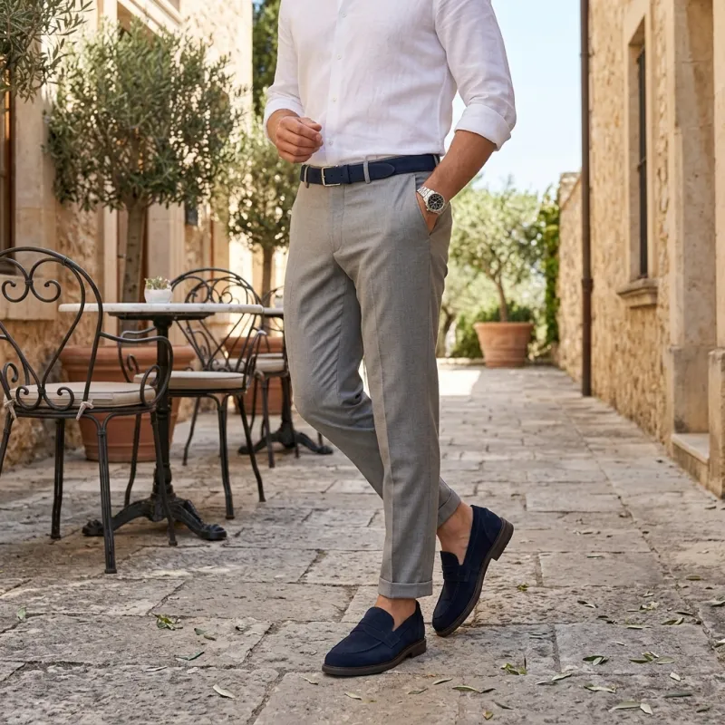 Height increasing loafers | Navy blue +3.0" | Mario Bertulli