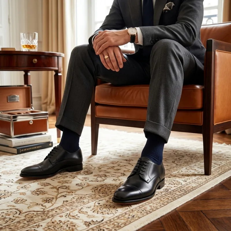 Men’s wedge Derby shoe | Black +6 CM | Mario Bertulli