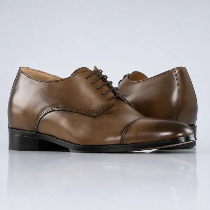 Men’s wedge Derby shoe | Dark brown +6 CM | Mario Bertulli