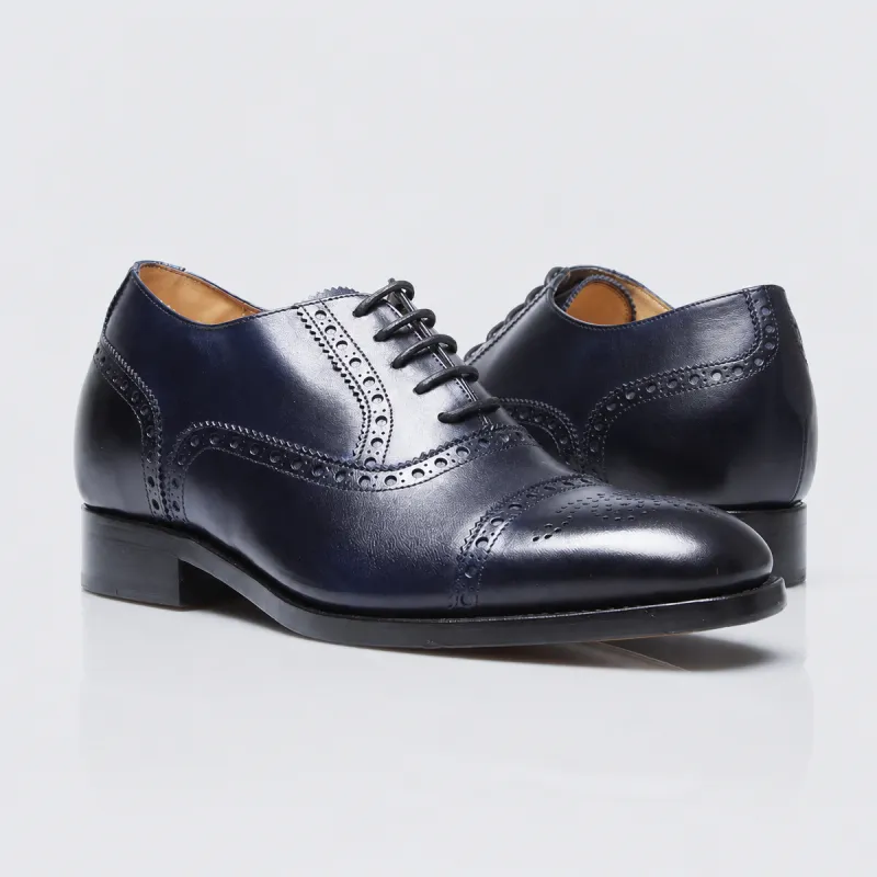 Men’s compensated Richelieu | Navy +6 CM | Mario Bertulli