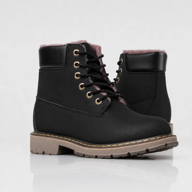 Men's fur-lined wedge boots | Black +7.5 CM | Mario Bertulli