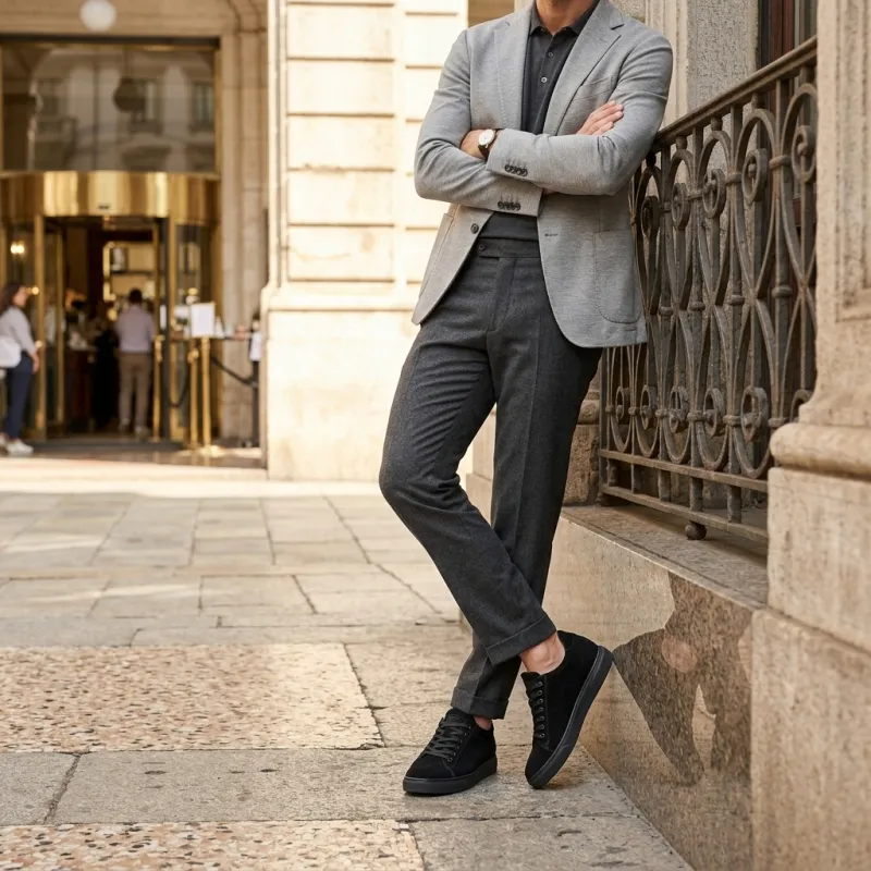 Brera Alto black suede height-increasing sneakers +9 cm