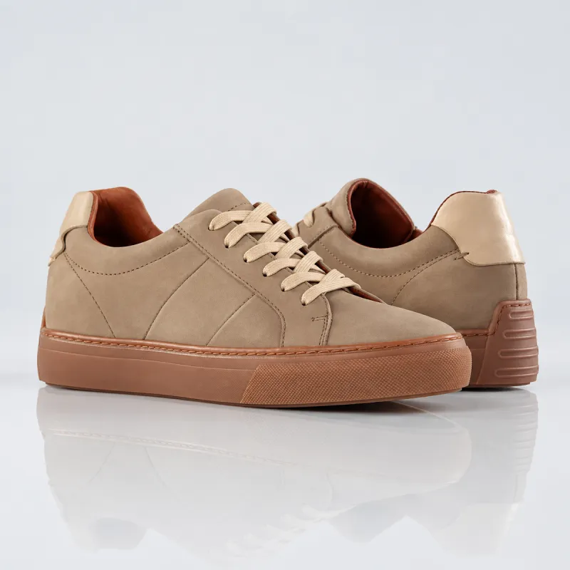 Men's wedge heel sneaker | Light beige 2.6" | Mario Bertulli