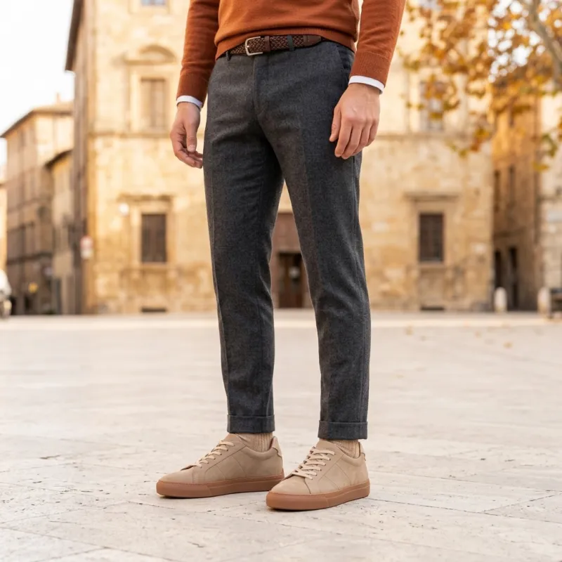 Men's wedge heel sneaker | Light beige 2.6" | Mario Bertulli